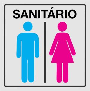 Placa Banheiro Unisex PVC 17,5 x 18,5cm  Impressão UV Fita VHB 